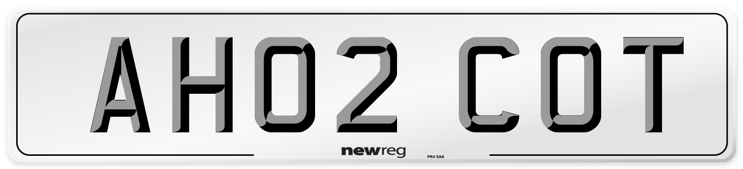 AH02 COT Number Plate from New Reg